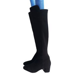 stuart weitzman boots 5050 Suede Over The Knee 9B Black Stretch Block Heel S5440